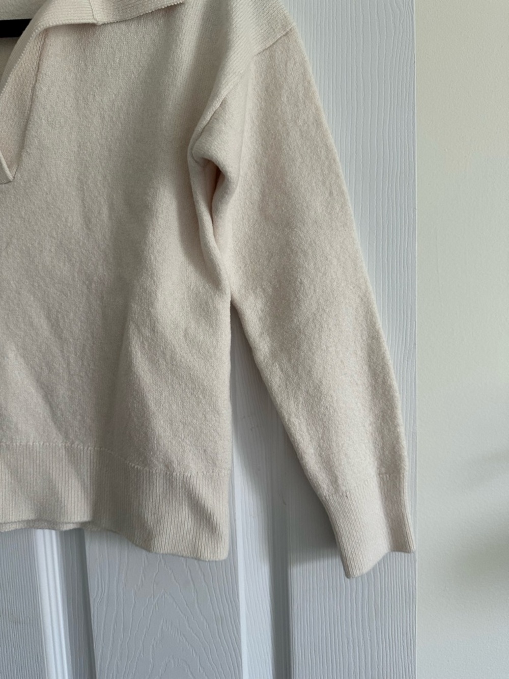 Size S Wilfred Women’s Merino Wool Collared Polo Sweater Cream Cozy - Picture 4 of 6